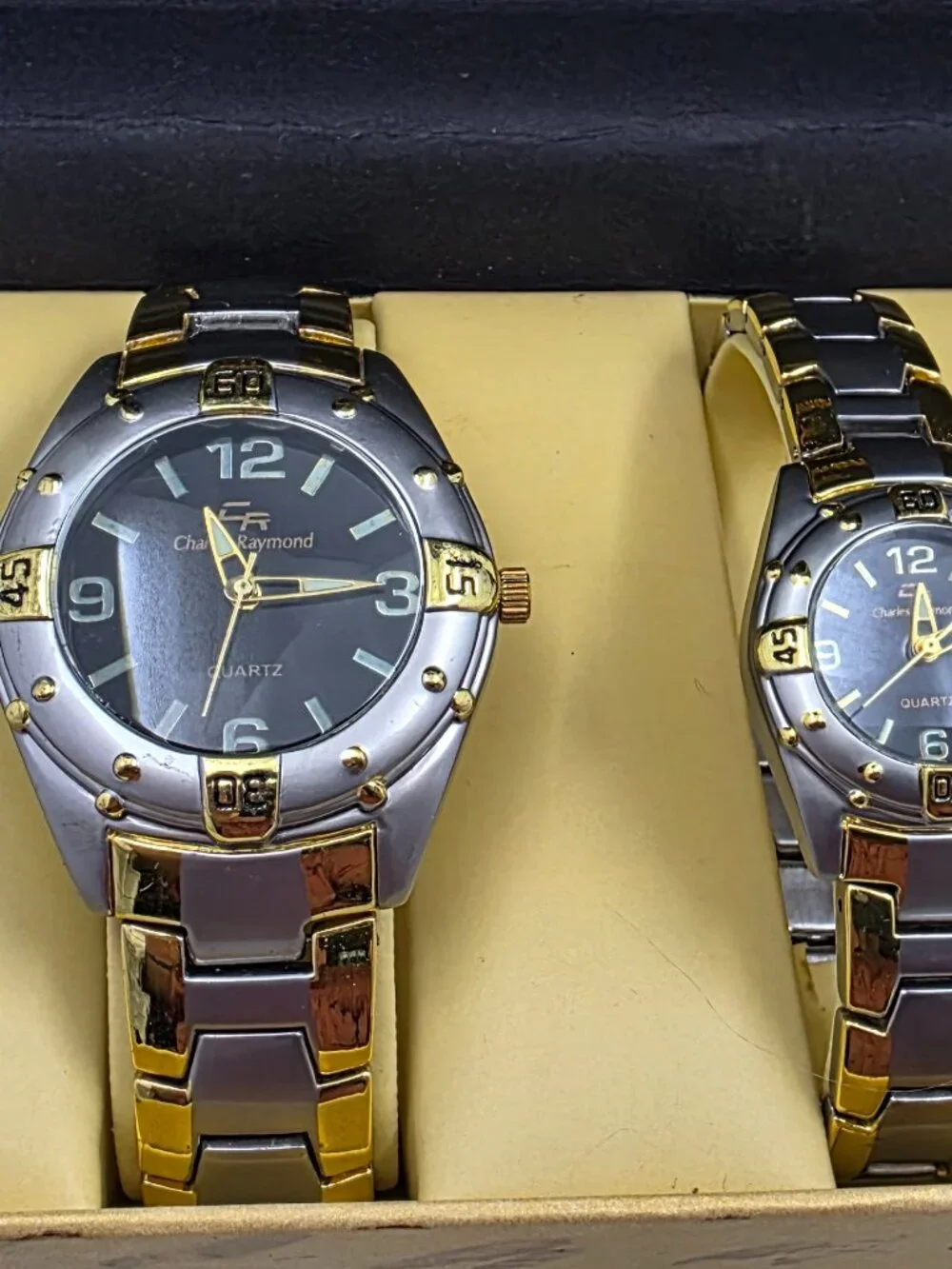Vintage Charles Raymond His & Hers Two-Tone Quartz Watch Set (Models V0369G & V0